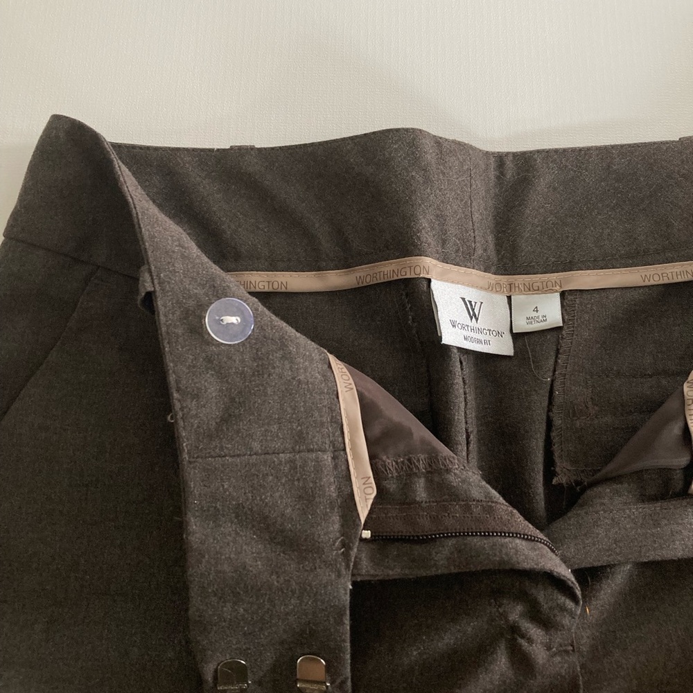 Women’s size brown work pants flared Worthington soft fabric